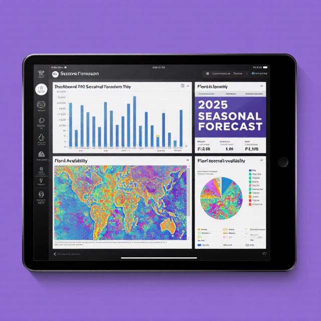 Brutalist style dashboard showing floral trend analytics and graphs